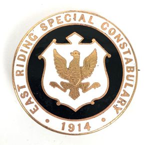 East Riding Special Constabulary 1914 police reserve pin badge