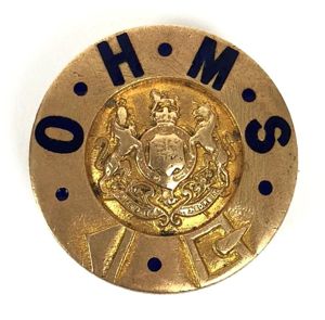WW1 On His Majesty's Service O.H.M.S. war service pin badge