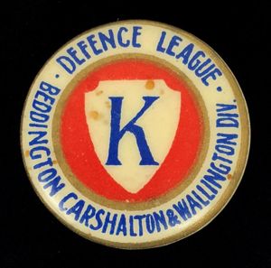 WW1 Defence League Beddington Carshalton & Wallington Division tin button …