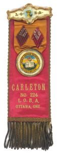 Ladies Orange Benevolent Association L.O.B.A. Canada Ontario Orange Order sash …