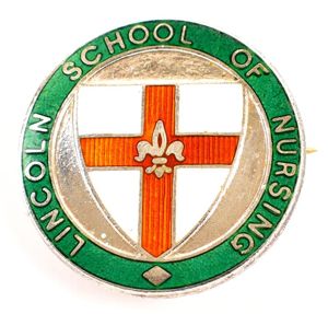 Lincoln School of Nursing silver and enamel hospital badge