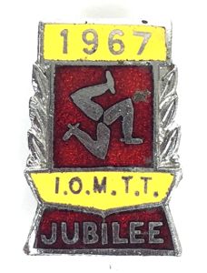 1967 Isle of Man TT Jubilee race motorcycle badge