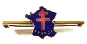 WW2 Free French Cross of Lorraine Map of France pin …