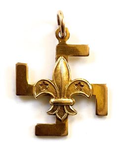 Boy Scouts gold fleur de lys thanks badge with an …