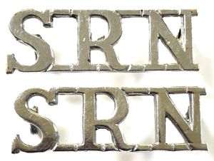 State Registered Nurse SRN pair of shoulder title badges