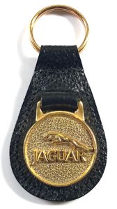 Jaguar Sports Car leaping cat logo leather key fob badge …