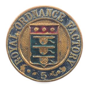 WW2 Royal Ordnance Factory 5 munition factory workers badge