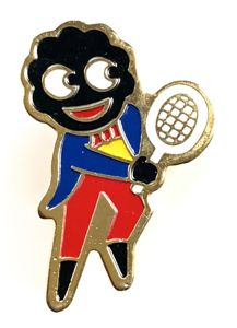 Robertsons 1980 Golly tennis player advertising badge two whites