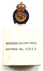 Civil Defence Corps Pattern No. C.D.C. 3 lapel badge & …