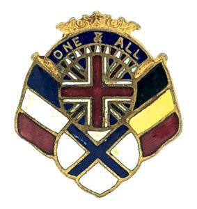 WW1 Britain France Belgium & Russia Flags patriotic badge