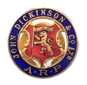 John Dickinson & Co. ARP air raid precautions badge Stationers …