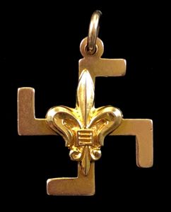 Boy Scouts gold thanks badge applied fleur de lys circa …