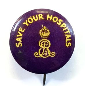 King Edward VII SAVE YOUR HOSPITALS appeal fund tin button …