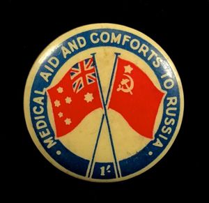 Australian Medical Aid and Comforts To Russia flag fundraising button …