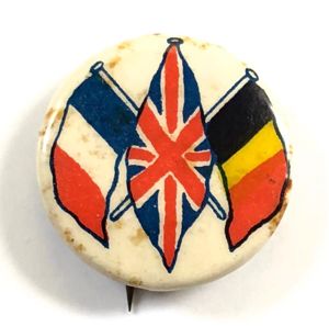 WW1 United Britain France Belgium flag day fundraising tin button …