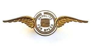 Hepolite For Speed motor car and cycle pistons promotional badge