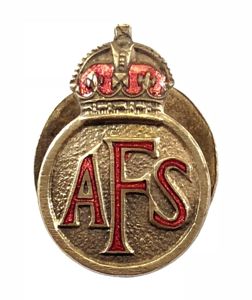 Auxiliary Fire Service AFS miniature brass lapel badge