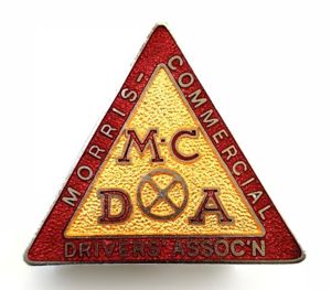 Morris Commercial Drivers Association pin badge