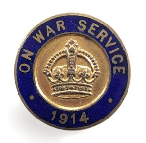 WW1 On War Service 1914 munition workers badge Firmin London …