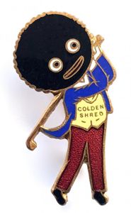 Robertsons pre war Jolly Golly Golfer pin badge LINE BETWEEN …