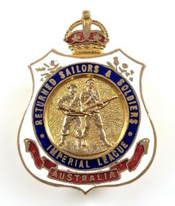 WW1 Returned Sailors and Soldiers Imperial League of Australia badge …