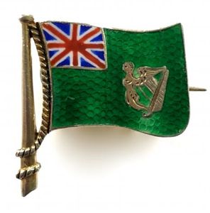 Irish Merchant Shipping Green Ensign flag silver badge