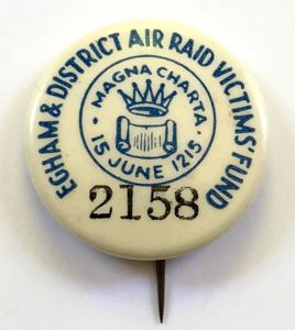 Egham & District Air Raid Victim's Fund wartime fundraising badge …