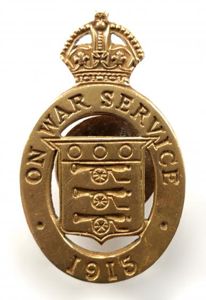 WW1 On War Service 1915 munition workers home front badge …