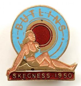 Butlins 1950 Skegness holiday camp girl in swimsuit badge