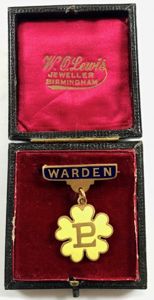 Primrose League Warden badge in presentation case