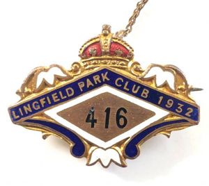1932 Lingfield Park Club horse racing badge