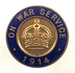 WW1 On War Service 1914 munition workers badge by W.J.Dingley
