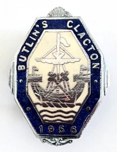 Butlins 1956 Clacton holiday camp sailing ship octagonal badge