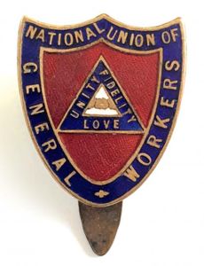 National Union of General Workers NUGW trade union badge c.1916 …
