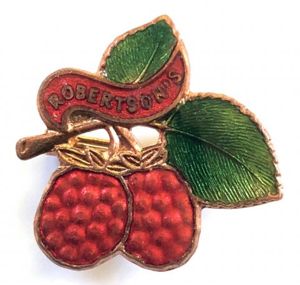 Robertson's raspberry fruit jam advertising badge H.W. MILLER Ltd