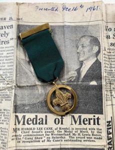 Boy Scouts 1961 Medal of Merit award for outstanding services.