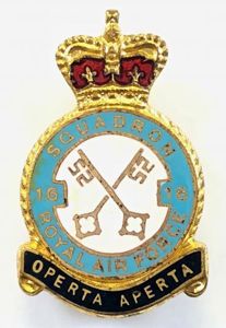 RAF No 16 Squadron Royal Air Force badge circa 1950.