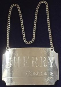 British Airways Concorde 1986 silver Sherry decanter label