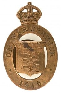 WW1 On War Service 1915 munition workers badge by Woolley …