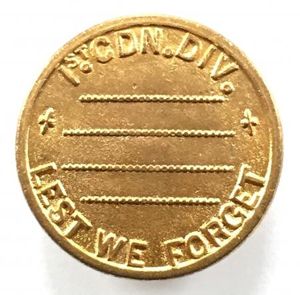 CEF 1st Canadian division formation sign Lest We Forget badge