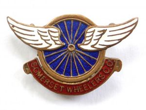 Somerset Wheelers Cycling Club winged wheel badge c1940s