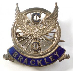 Brackley Cycling Club winged cycle wheel membership badge