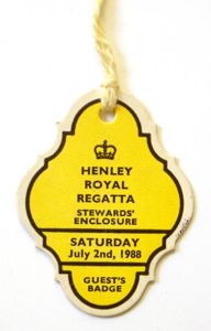 Henley Royal Regatta 1988 stewards enclosure card guest badge