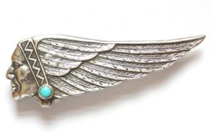 Western Airlines stewardess silver hat badge by John Hartman