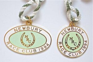 1994 Newbury horse racing club badge pair