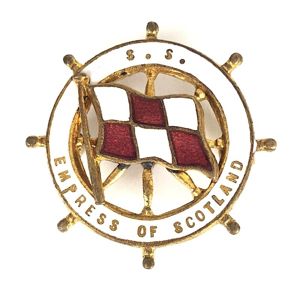 SS Empress of Scotland Canadian Pacific Line ships wheel pin …
