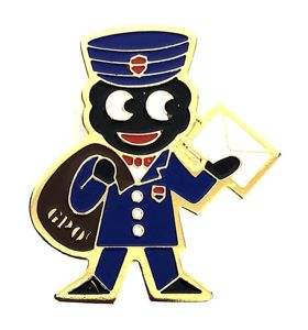 Robertsons 1980 Golly postman advertising badge variant RED BLUE pocket