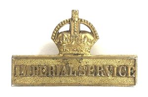 WW1 Territorial Force Imperial Service Volunteer uniform breast gilt badge