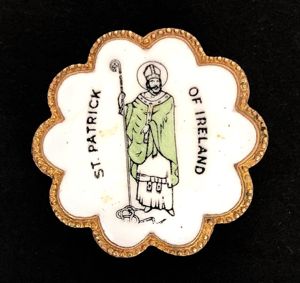 Saint Patrick of Ireland hand painted enamel badge c.1930's