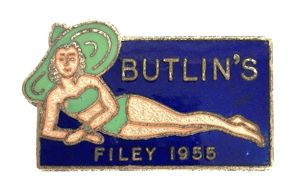 Butlins 1955 Filey holiday camp girl in a swimsuit badge